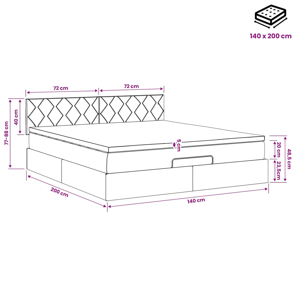 vidaXL Łóżko ottoman z materacem Ciemnozielony 140 x 200 cm Welur