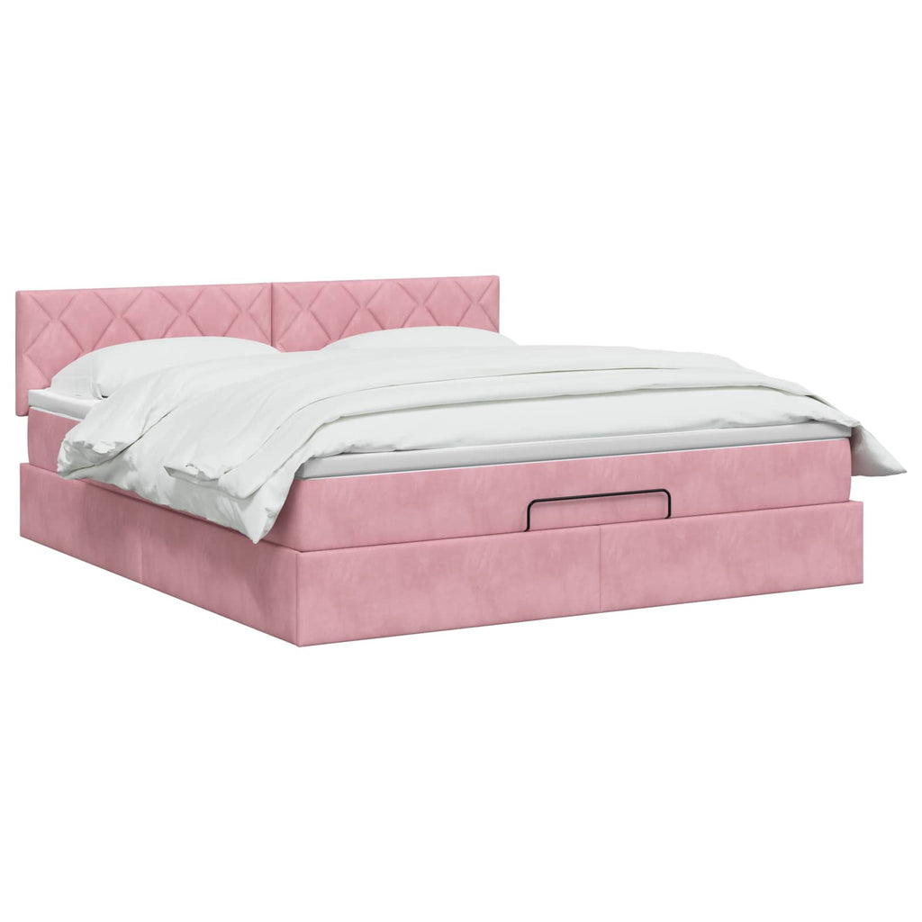 vidaXL Łóżko ottoman z materacem różowy 140 x 200 cm Welur