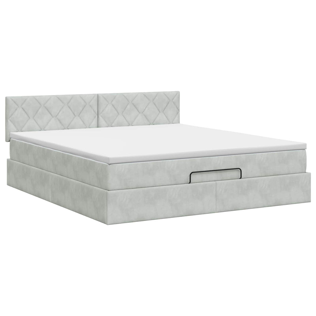 vidaXL Łóżko ottoman z materacem jasnoszary 160 x 200 cm Welur