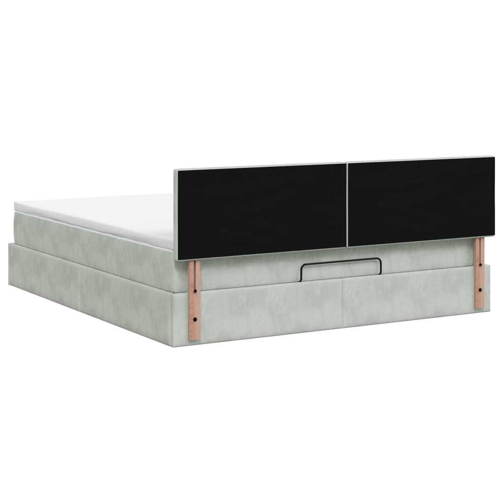 vidaXL Łóżko ottoman z materacem jasnoszary 160 x 200 cm Welur