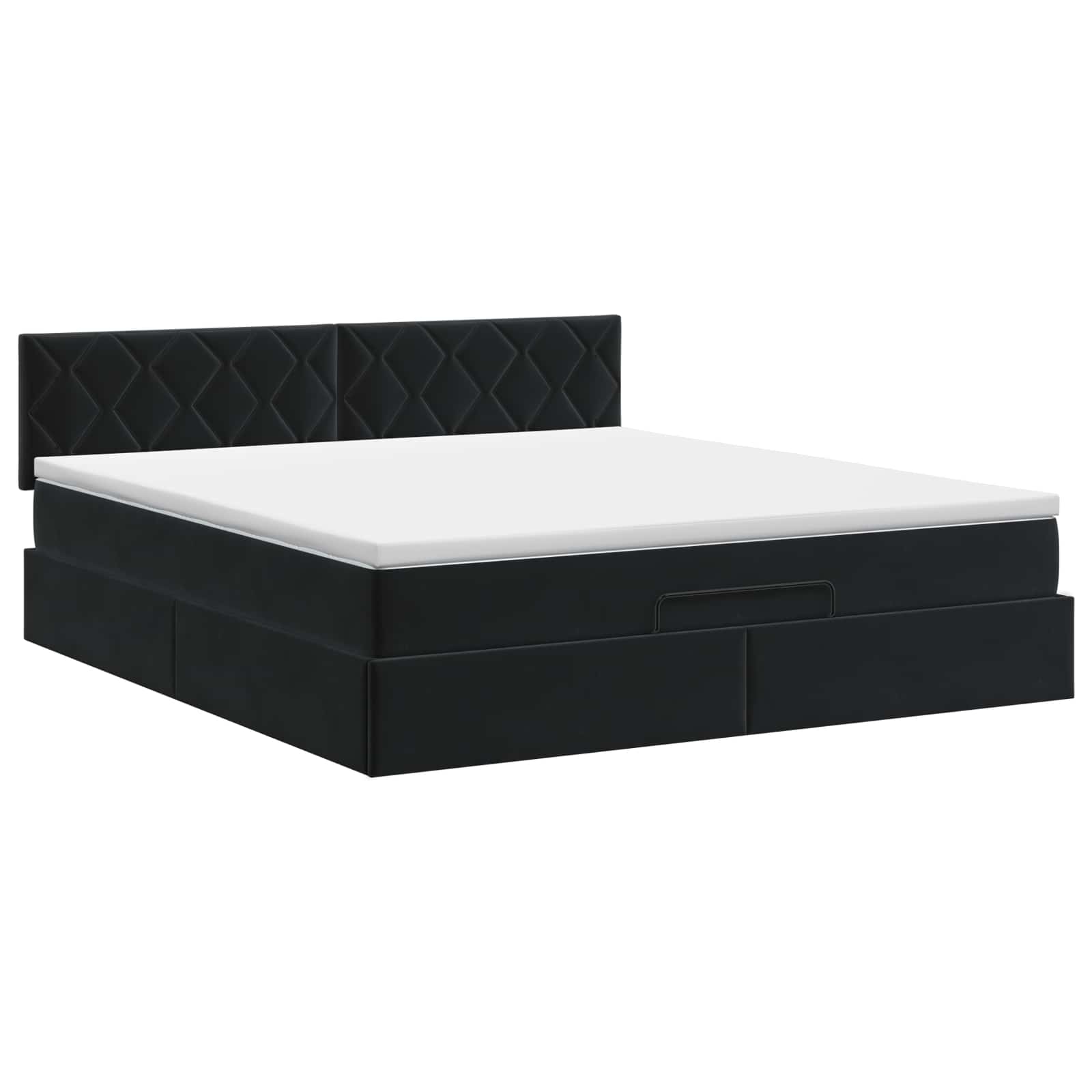 vidaXL Łóżko ottoman z materacem Czarny 160 x 200 cm Welur