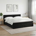 vidaXL Łóżko ottoman z materacem Czarny 140 x 190 cm Welur