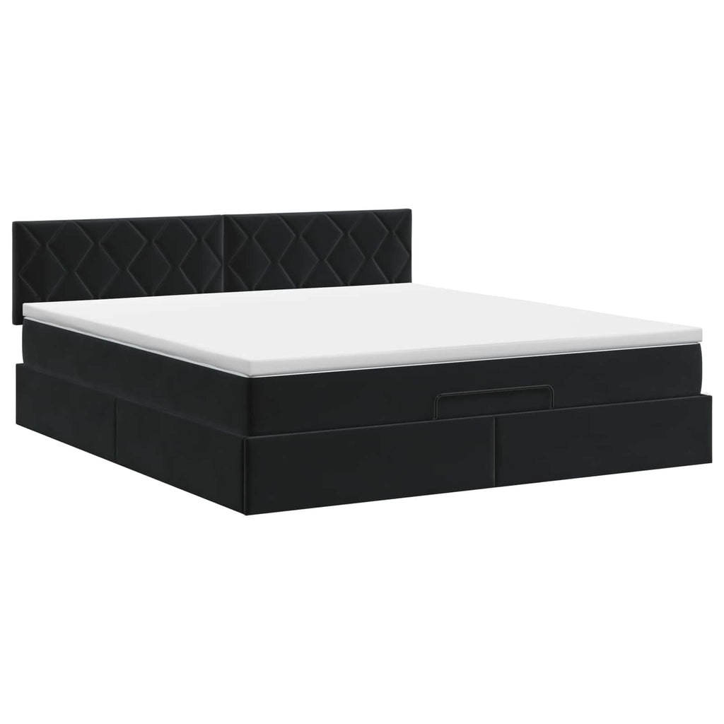 vidaXL Łóżko ottoman z materacem Czarny 180 x 200 cm Welur