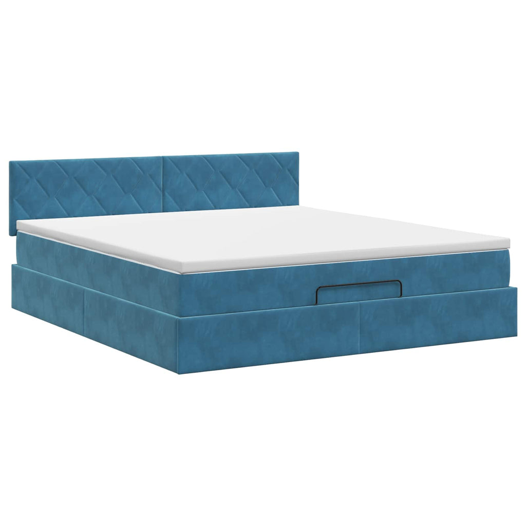 vidaXL Łóżko ottoman z materacem Ciemnoniebieski 180 x 200 cm Welur