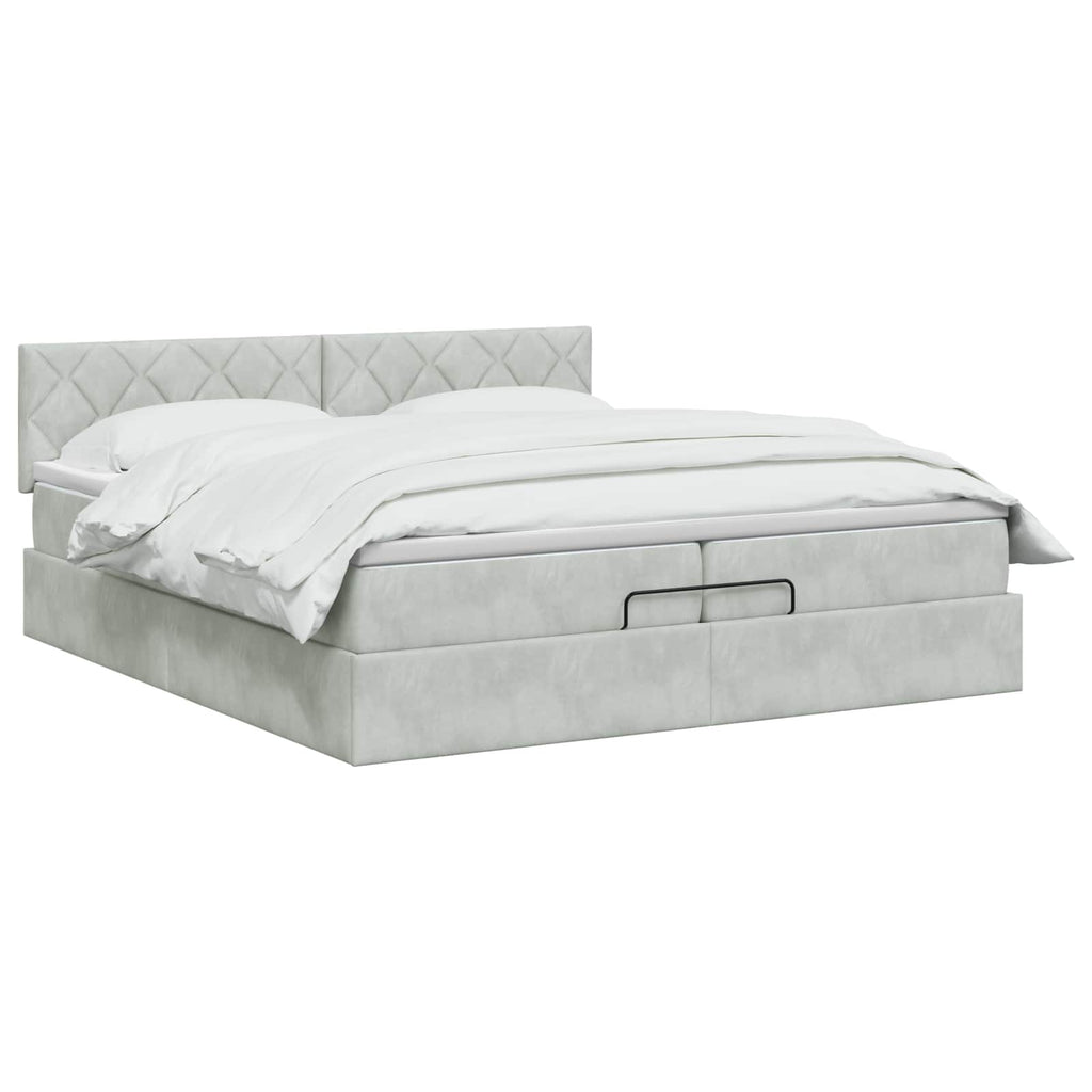 vidaXL Łóżko ottoman z materacem jasnoszary 200 x 200 cm Welur