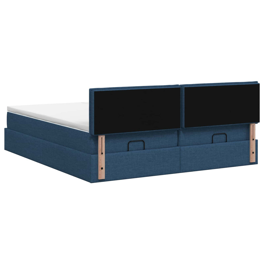 vidaXL Łóżko ottoman z materacem Z zagłówkiem 2 pcs niebieski tkanina