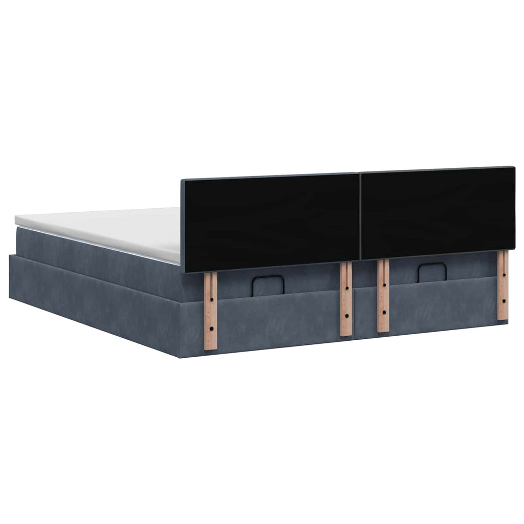vidaXL Łóżko ottoman z materacem Z zagłówkiem 2 pcs ciemnoszary Welur