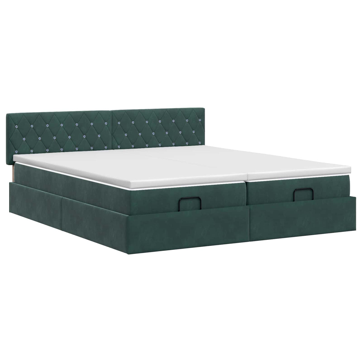vidaXL Łóżko ottoman z materacem 2 pcs Ciemnozielony Welur