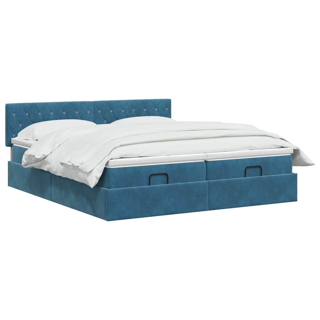 vidaXL Łóżko ottoman z materacem 2 pcs Ciemnoniebieski Welur