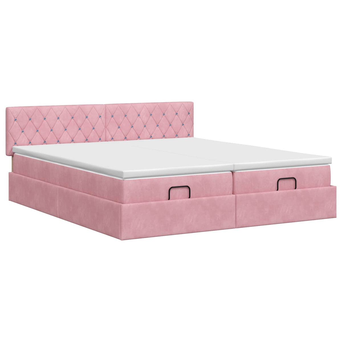 vidaXL Łóżko ottoman z materacem Z zagłówkiem 2 pcs różowy Welur