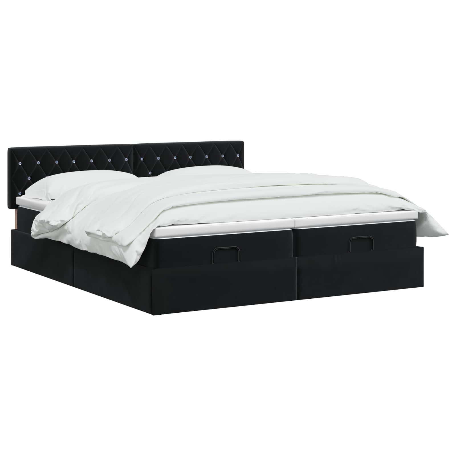 vidaXL Łóżko ottoman z materacem Z zagłówkiem 2 pcs Czarny Welur