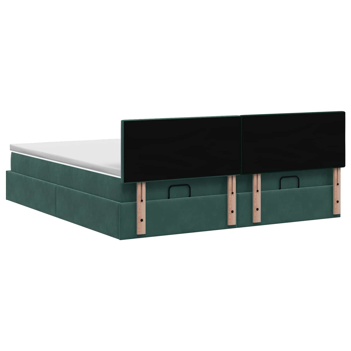 vidaXL Łóżko ottoman z materacem 2 pcs Ciemnozielony Welur