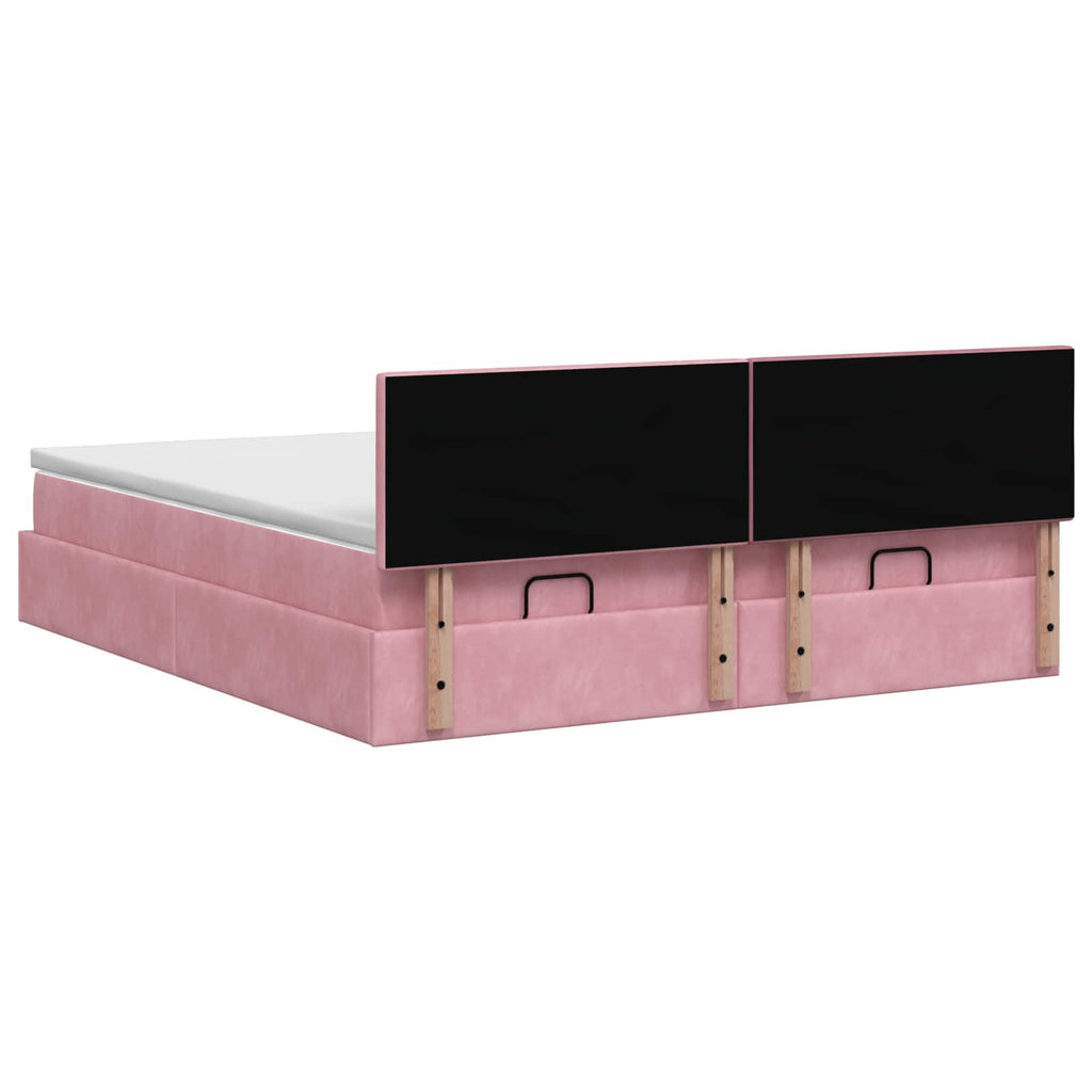 vidaXL Łóżko ottoman z materacem Z zagłówkiem 2 pcs różowy Welur