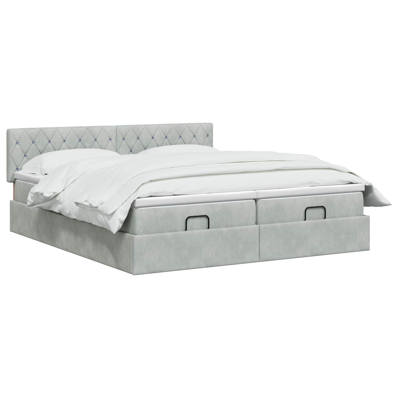 vidaXL Łóżko ottoman z materacem Z zagłówkiem 2 pcs jasnoszary Welur