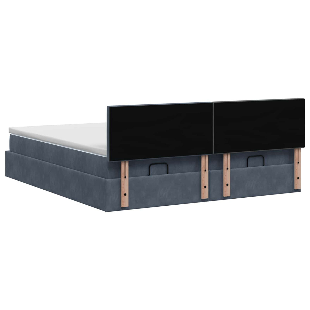 vidaXL Łóżko ottoman z materacem Z zagłówkiem 2 pcs ciemnoszary Welur