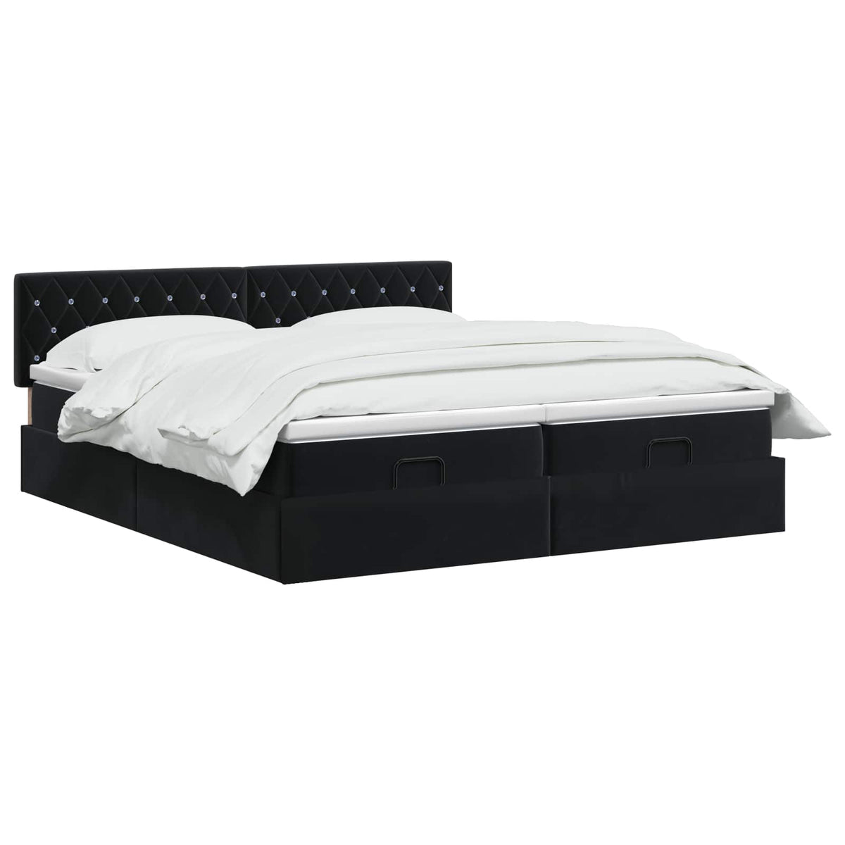 vidaXL Łóżko ottoman z materacem Z zagłówkiem 2 pcs Czarny Welur