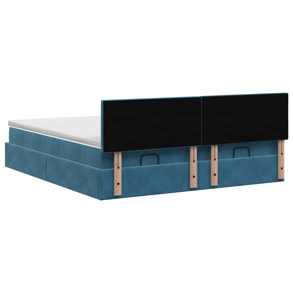 vidaXL Łóżko ottoman z materacem 2 szt. Ciemnoniebieski Welur