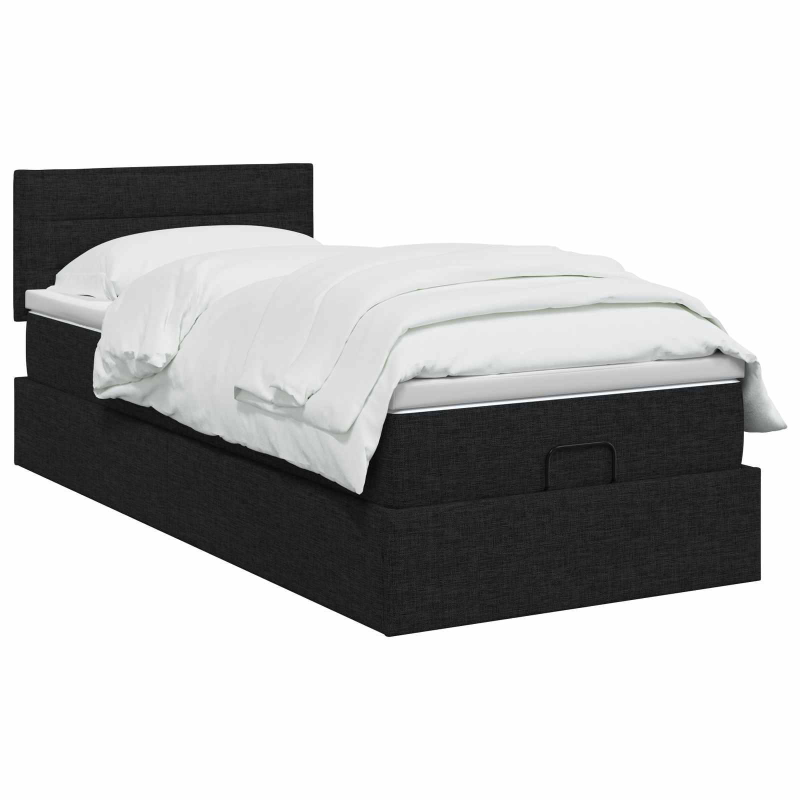 vidaXL Łóżko z pojemnikiem i materacem LED Czarny 90 x 200 cm tkanina