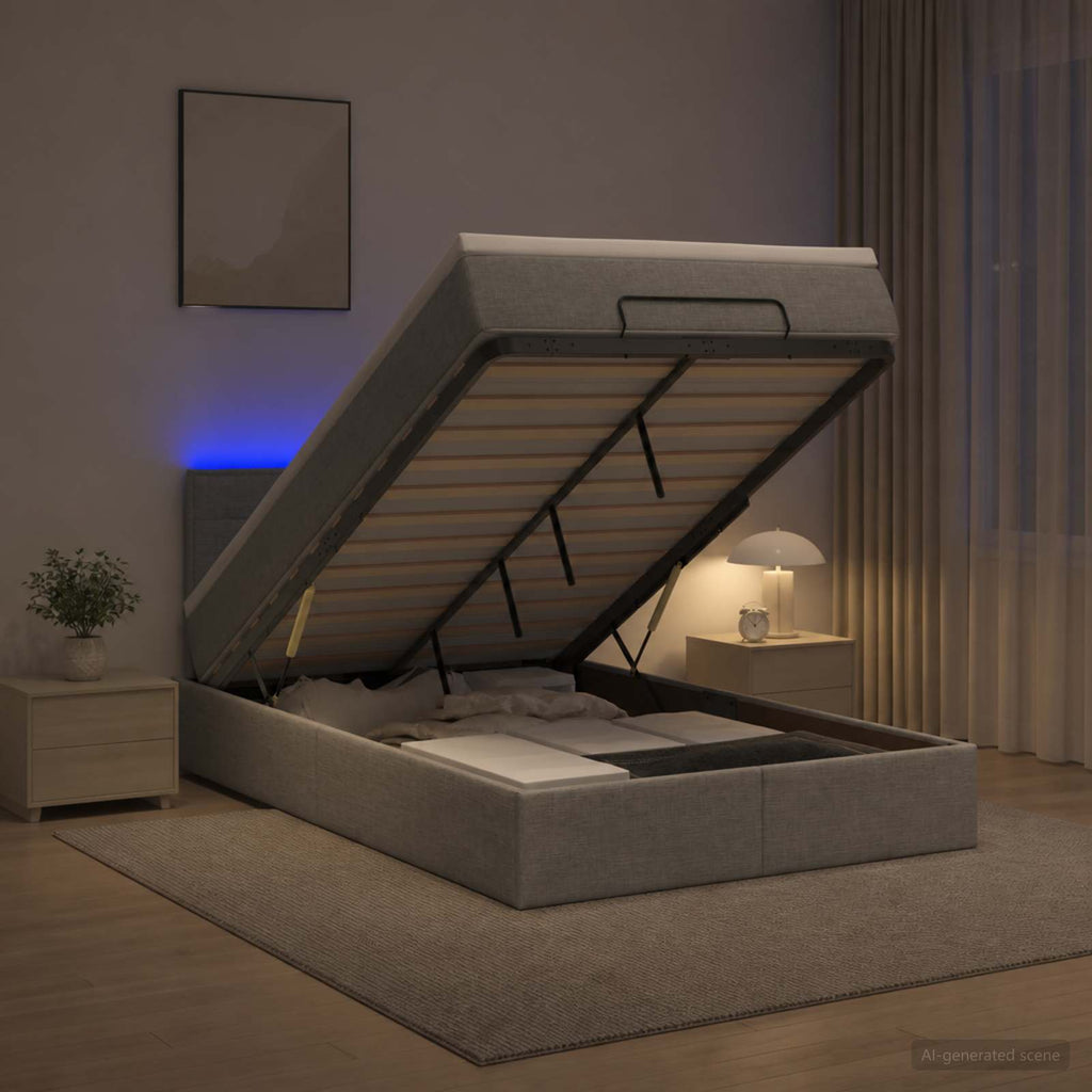 vidaXL Łóżko z pojemnikiem i materacem LED jasnoszary 120 x 200 cm