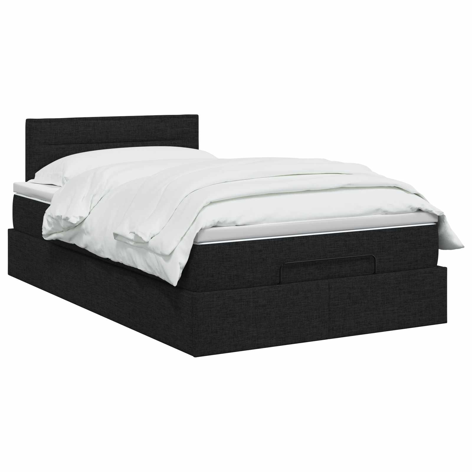 vidaXL Łóżko z pojemnikiem i materacem LED Czarny 120 x 200 cm tkanina