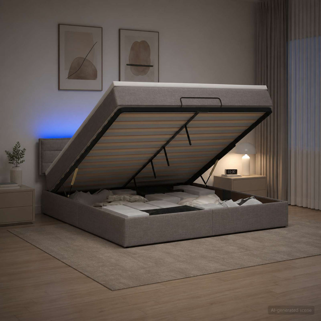 vidaXL Łóżko z pojemnikiem i materacem LED Ciemnoszary 180 x 200 cm