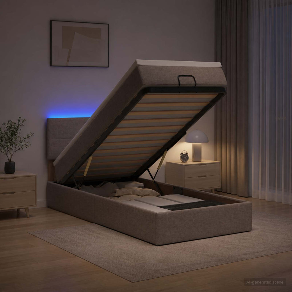 vidaXL Łóżko z pojemnikiem i materacem LED Ciemnoszary 100 x 200 cm