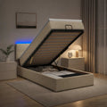 vidaXL Łóżko z pojemnikiem i materacem LED kremowy 100 x 200 cm