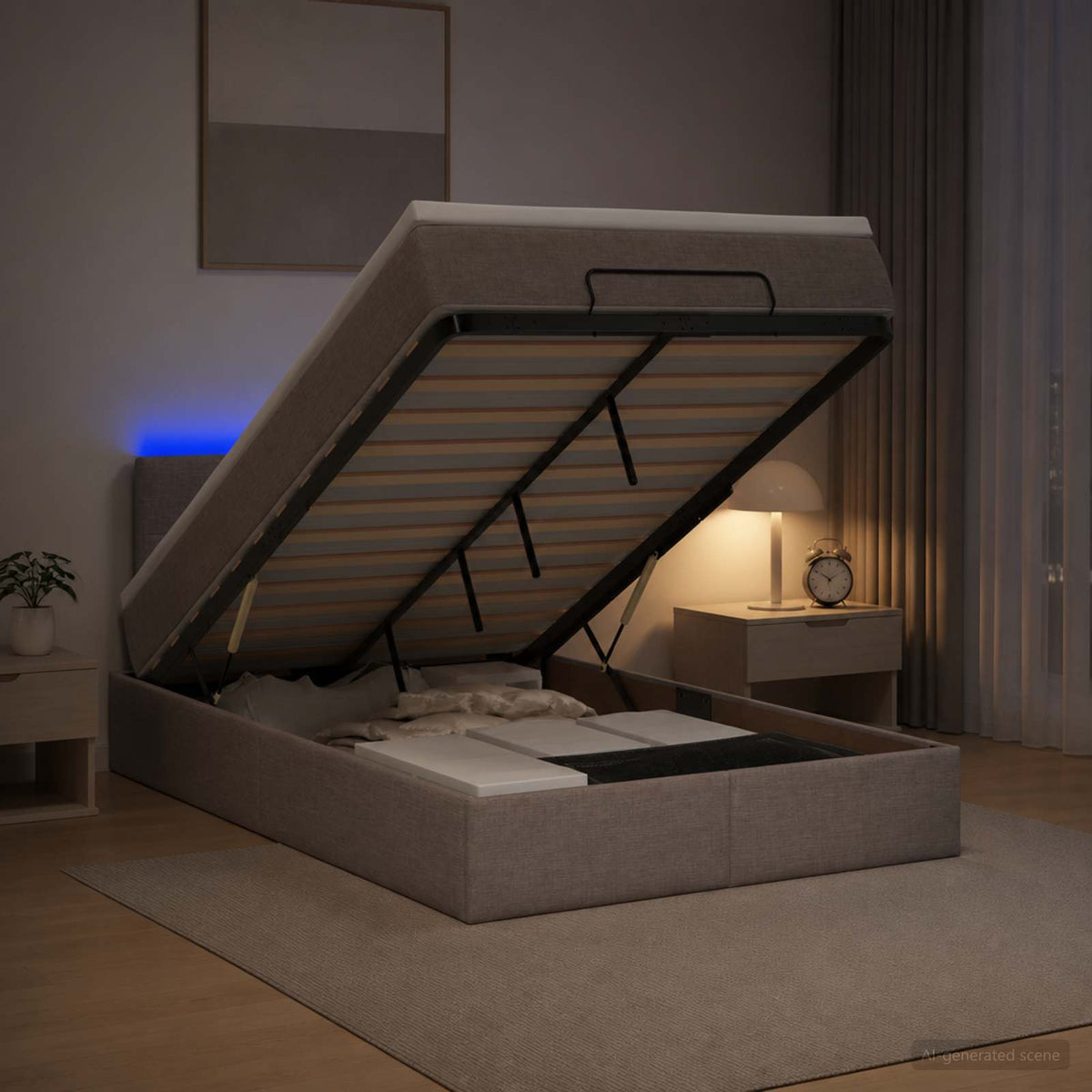vidaXL Łóżko z pojemnikiem i materacem LED Ciemnoszary 120 x 190 cm