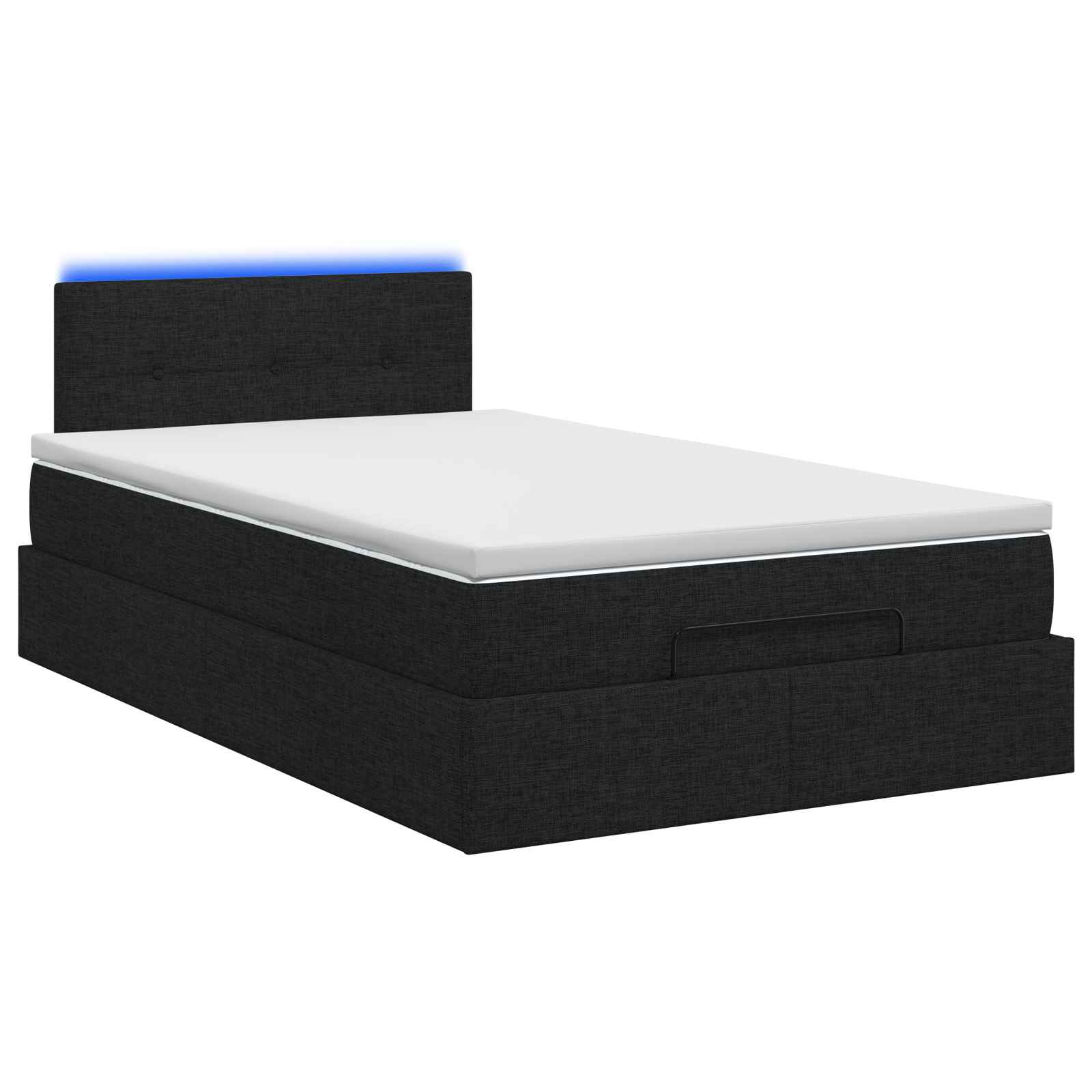 vidaXL Łóżko z pojemnikiem i materacem LED Czarny 120 x 200 cm tkanina