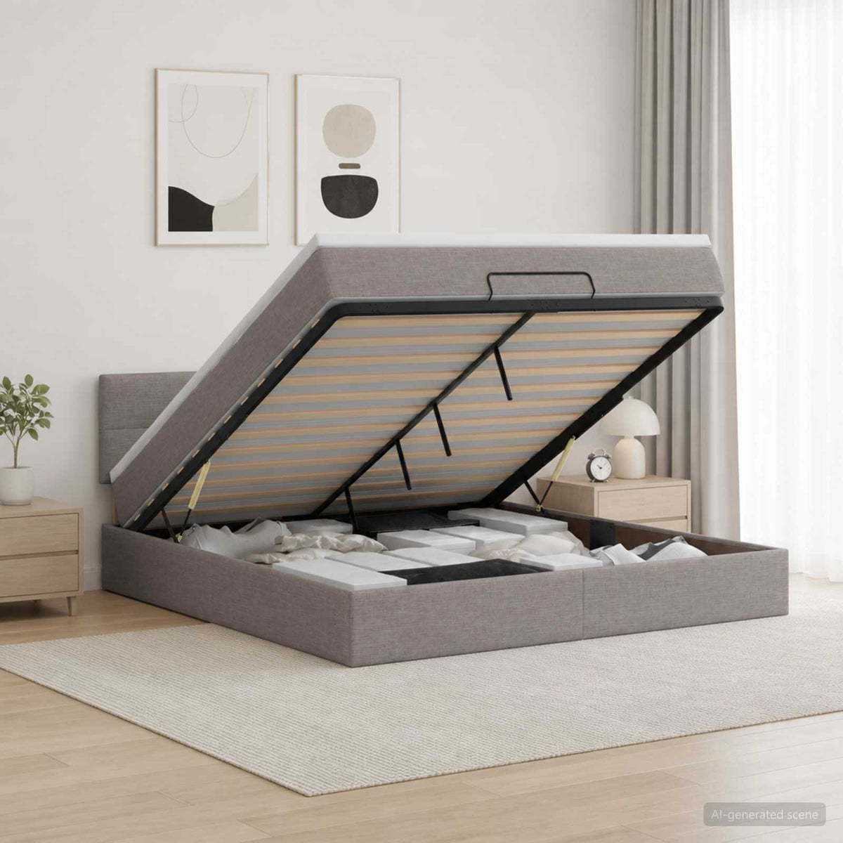 vidaXL Łóżko ottoman z materacem Ciemnoszary 160 x 200 cm tkanina