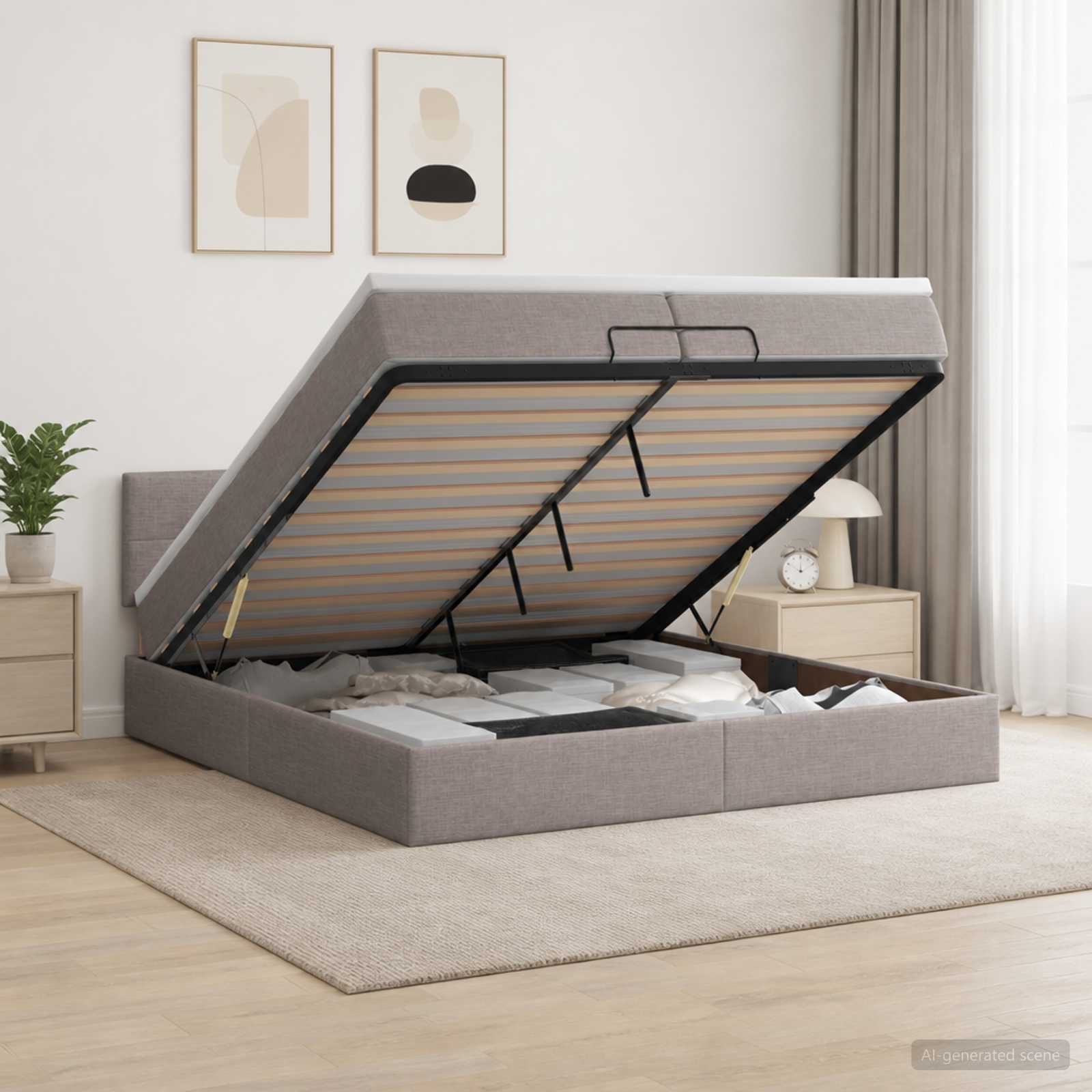 vidaXL Łóżko z pojemnikiem i materacem LED Ciemnoszary 200 x 200 cm
