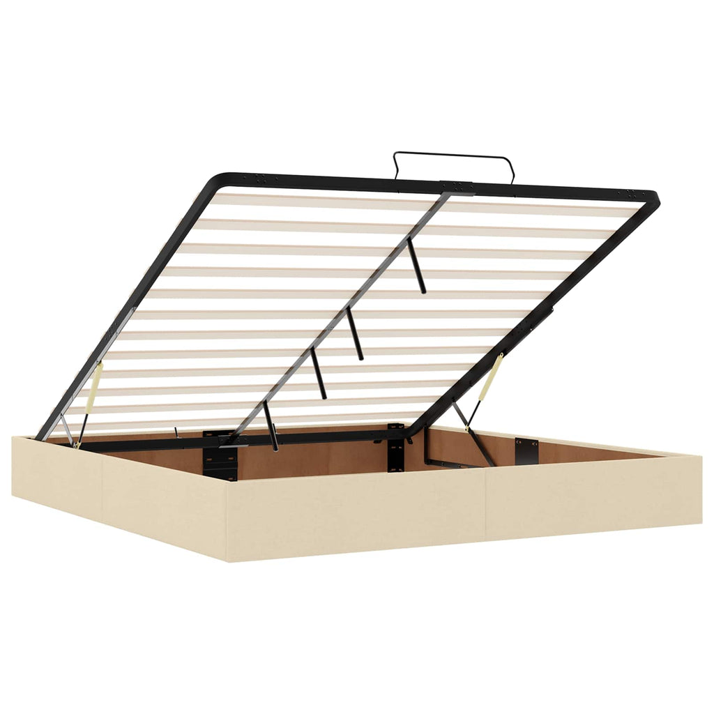 vidaXL Łóżko z pojemnikiem i materacem LED kremowy 200 x 200 cm