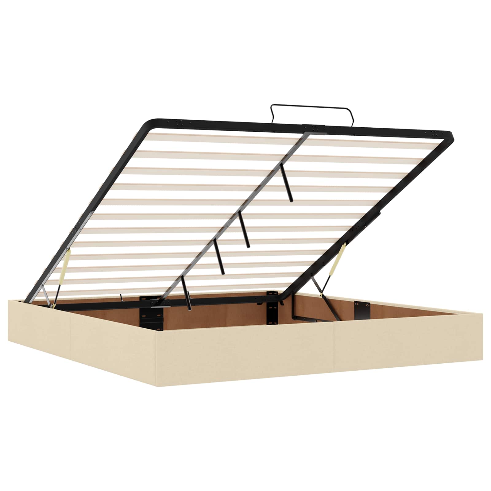 vidaXL Łóżko z pojemnikiem i materacem LED kremowy 200 x 200 cm