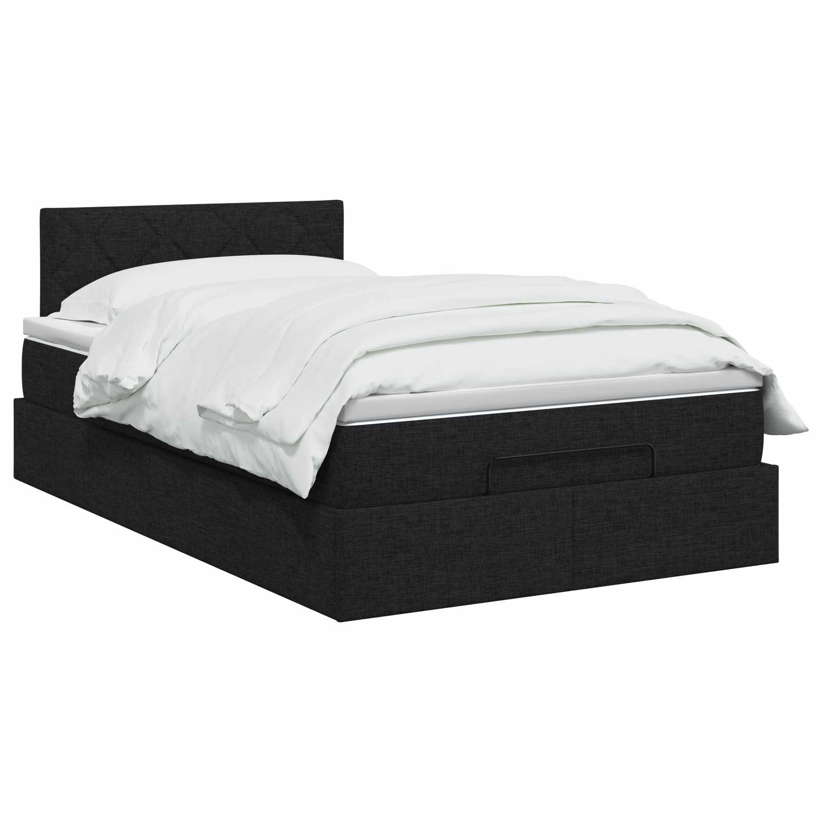 vidaXL Łóżko z pojemnikiem i materacem LED Czarny 120 x 200 cm tkanina