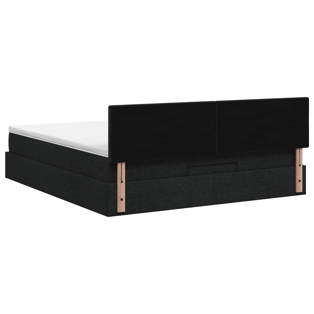 vidaXL Łóżko z pojemnikiem i materacem LED Czarny 140 x 200 cm tkanina