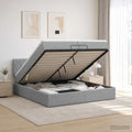 vidaXL Łóżko ottoman z materacem jasnoszary 200 x 200 cm tkanina