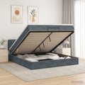 vidaXL Łóżko z pojemnikiem i materacem LED ciemnoszary 180 x 200 cm
