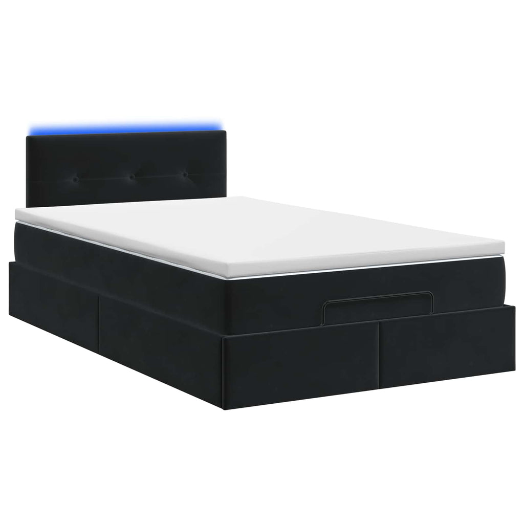 vidaXL Łóżko z pojemnikiem i materacem LED Czarny 120 x 200 cm Welur
