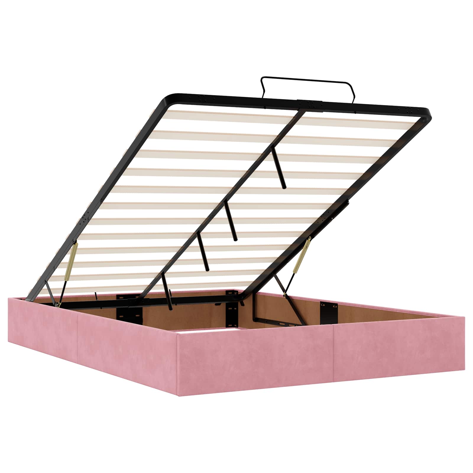 vidaXL Łóżko z pojemnikiem i materacem LED różowy 160 x 200 cm Welur