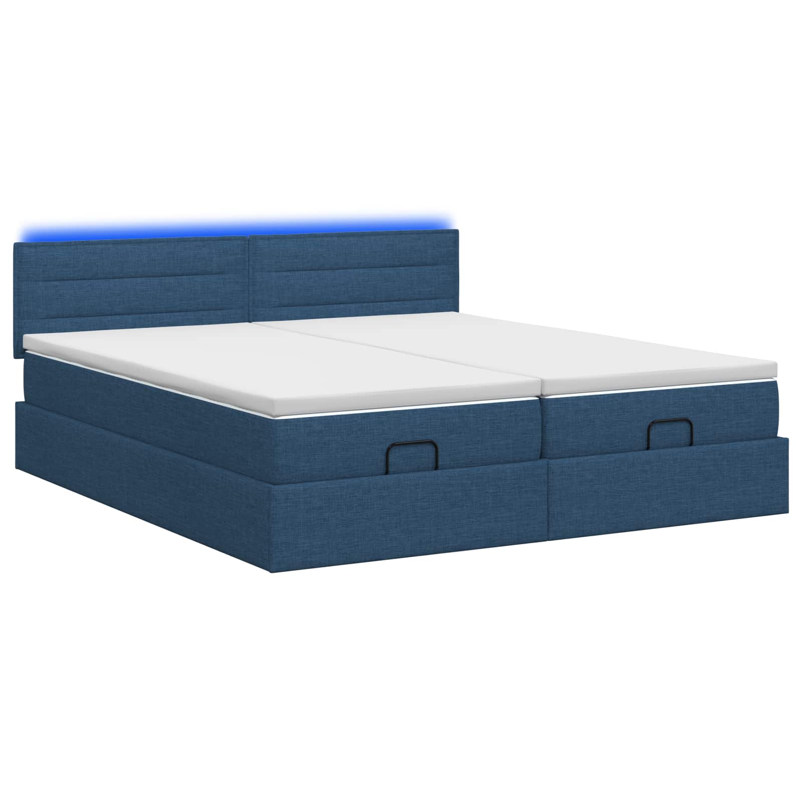 vidaXL Łóżko z pojemnikiem i materacem LED niebieski 180 x 200 cm