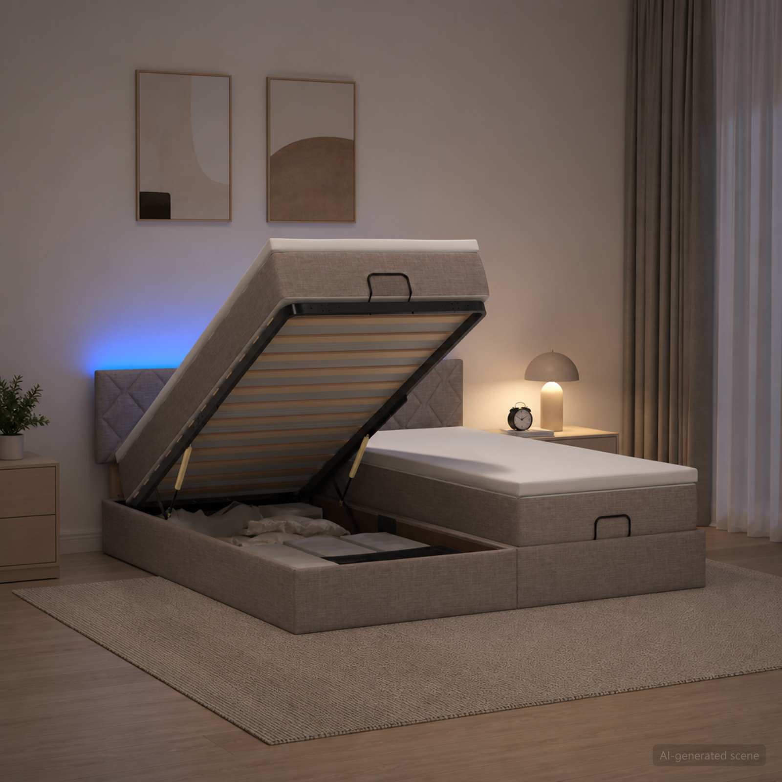 vidaXL Łóżko z pojemnikiem i materacem LED Ciemnoszary 180 x 200 cm
