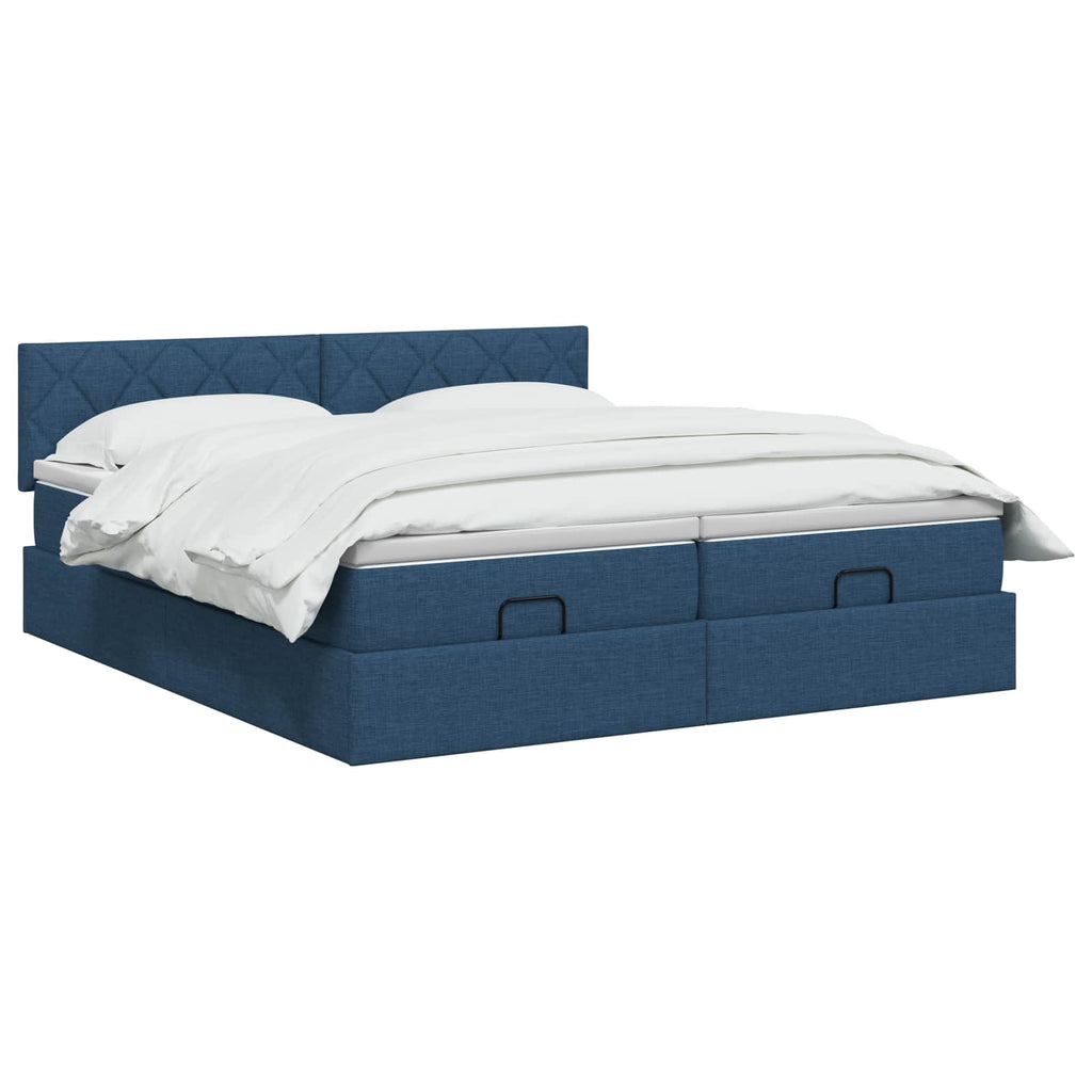 vidaXL Łóżko z pojemnikiem i materacem LED niebieski 180 x 200 cm