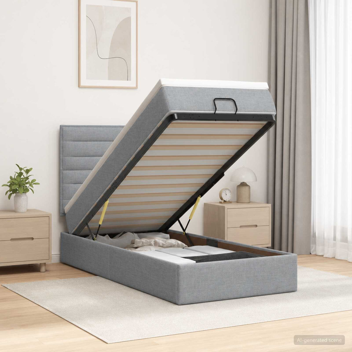 vidaXL Łóżko ottoman z materacem jasnoszary 80 x 200 cm tkanina