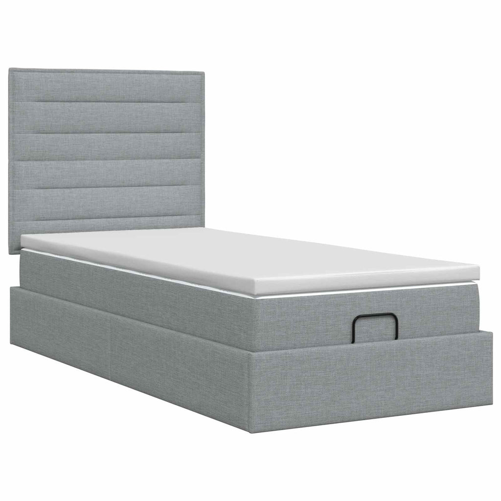 vidaXL Łóżko ottoman z materacem jasnoszary 90 x 200 cm tkanina