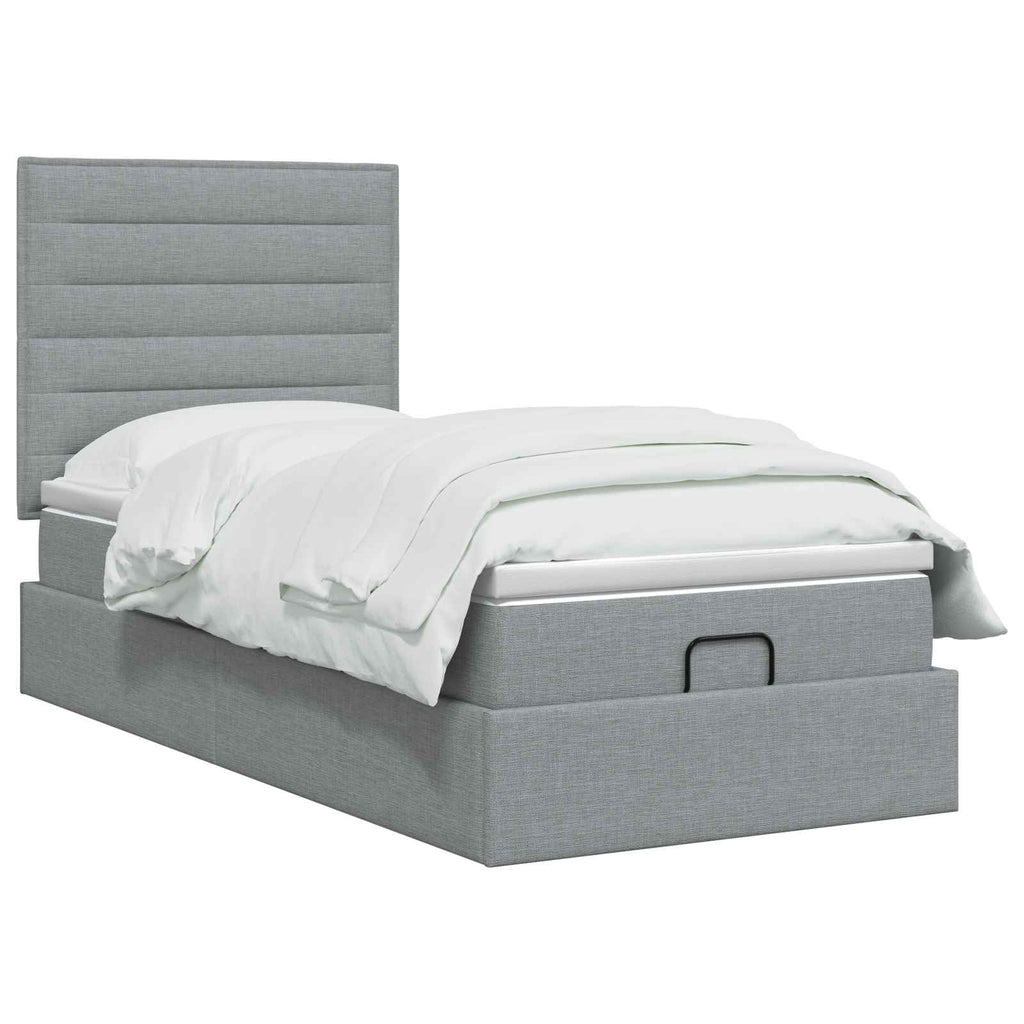 vidaXL Łóżko ottoman z materacem jasnoszary 90 x 200 cm tkanina