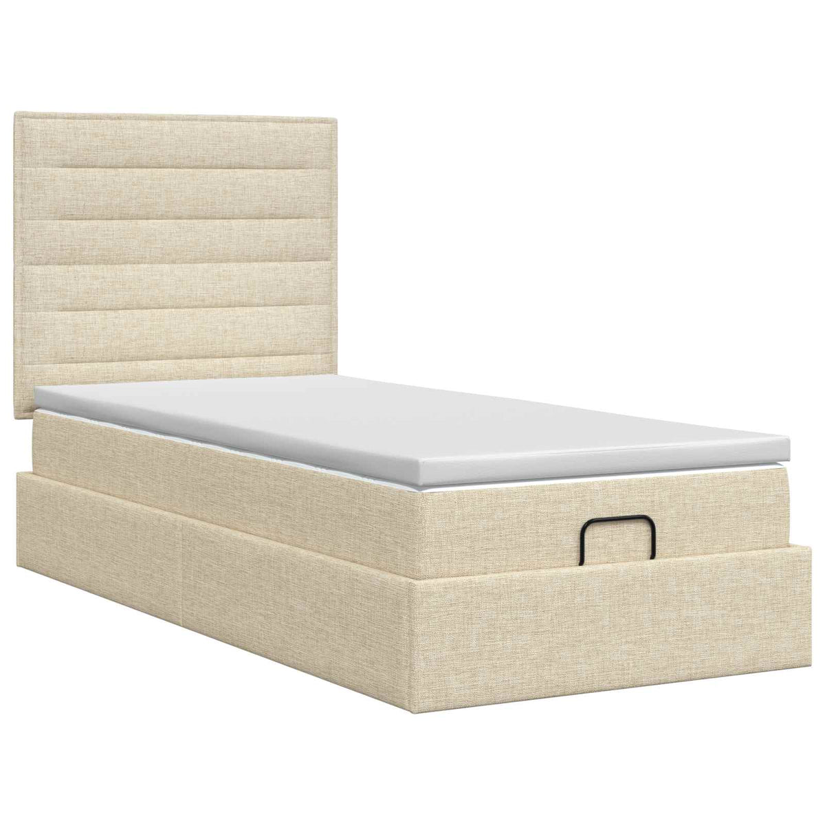 vidaXL Łóżko ottoman z materacem kremowy 90 x 200 cm tkanina