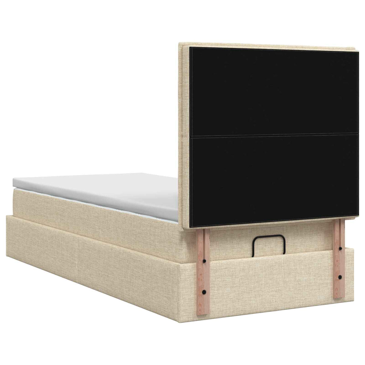 vidaXL Łóżko ottoman z materacem kremowy 90 x 200 cm tkanina