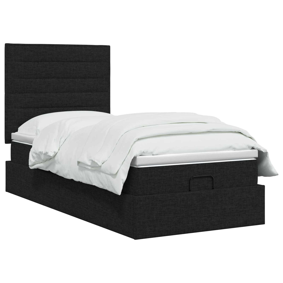 vidaXL Łóżko ottoman z materacem Czarny 100 x 200 cm tkanina