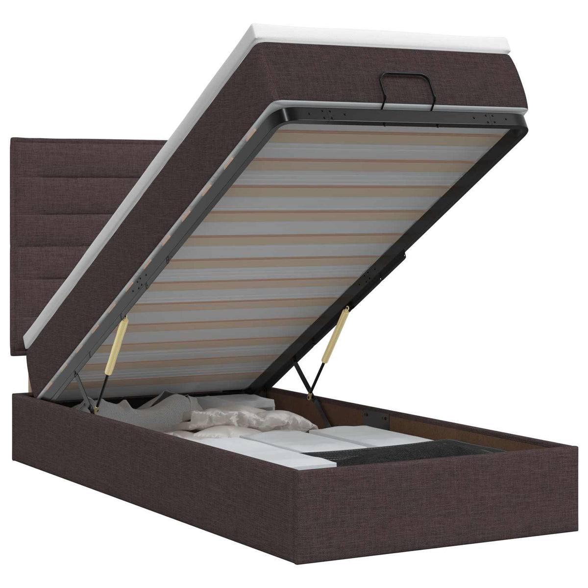 vidaXL Łóżko ottoman z materacem Ciemny brąz 100 x 200 cm tkanina