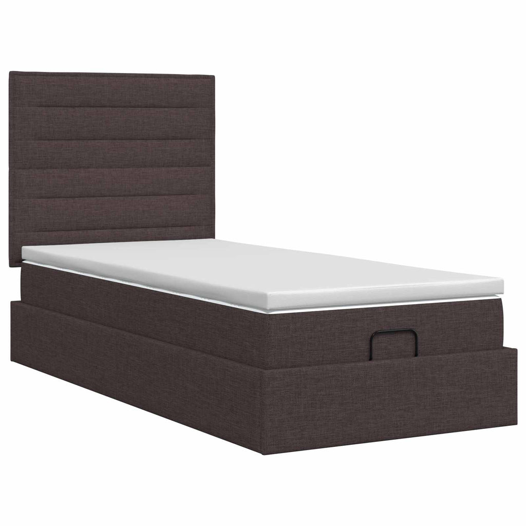 vidaXL Łóżko ottoman z materacem Ciemny brąz 100 x 200 cm tkanina